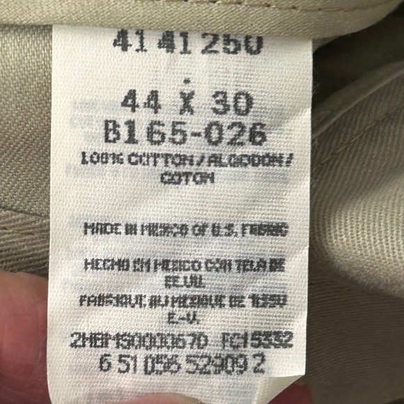 Lee Pants Mens 44x30 Khaki Tan Double Pleat Relaxed Fit Tapered Leg Wrinkle Free - Picture 6 of 13